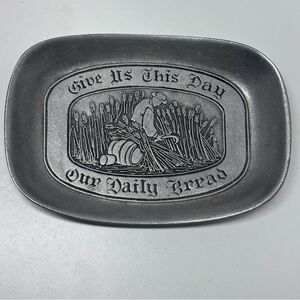 Vintage pewter Wilton Armetale serving tray “give us this day our daily bread”